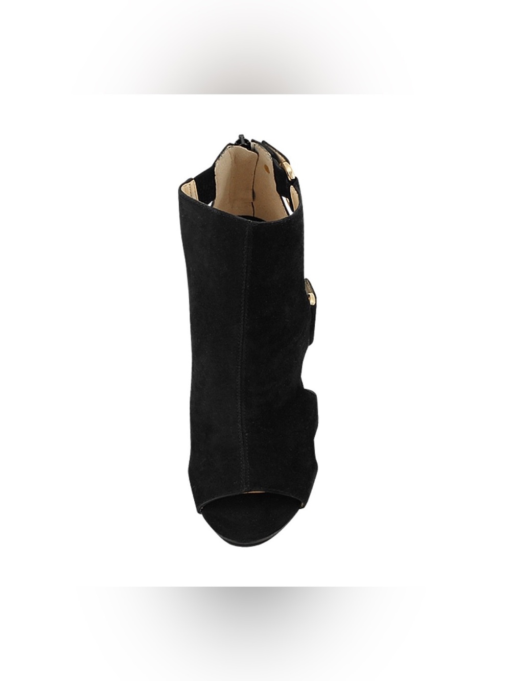 JESSICA SIMPSON Black Suede Peep Tow Cutout High Heels - Picture 3 of 6